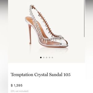 Aquazzura Temptation Silver Crystal Slingback 105 - Size 39.5
